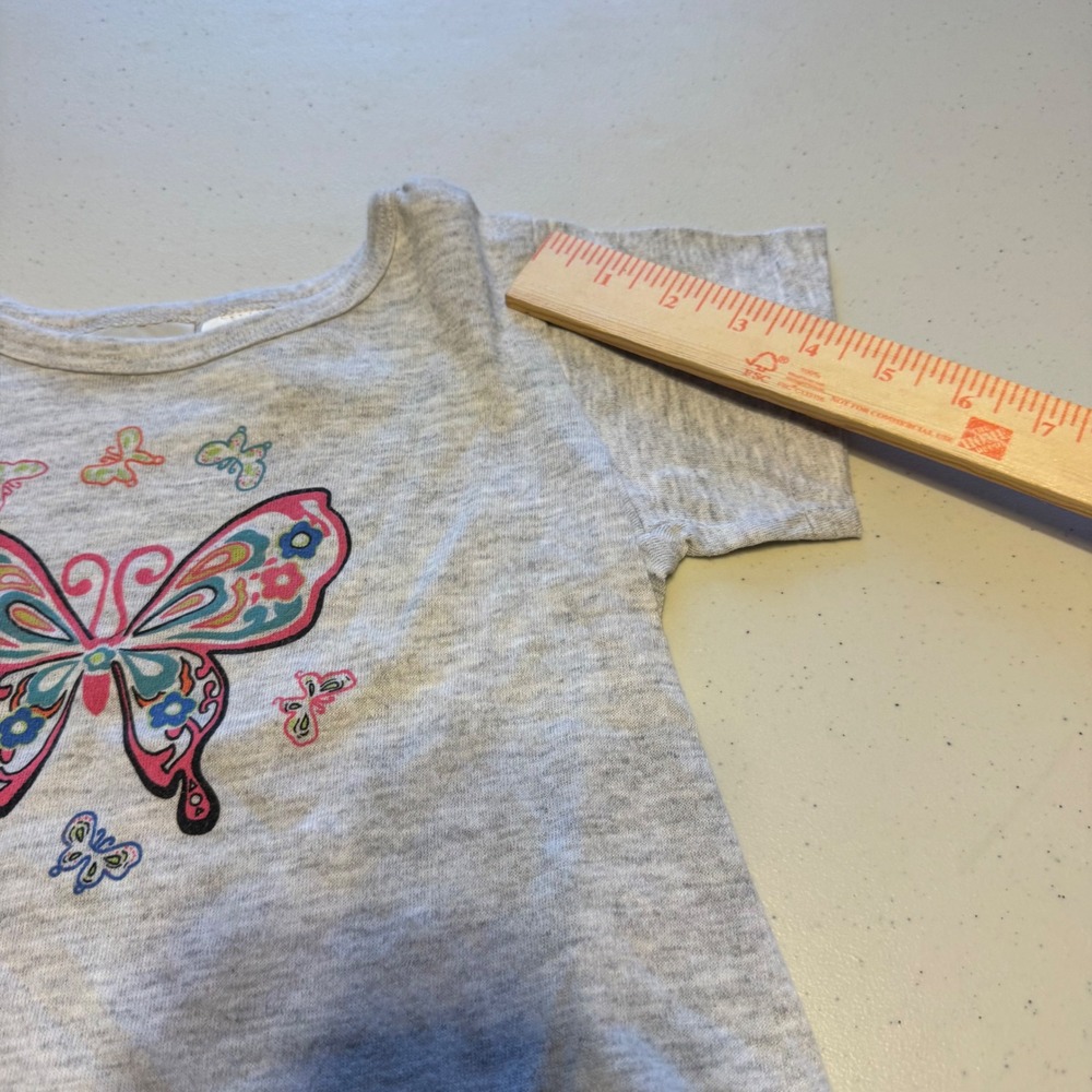 Butterfly Graphic Y2K Vintage Girls Size 4 Gray Hush Puppies T-Shirt coquette - Picture 4 of 5